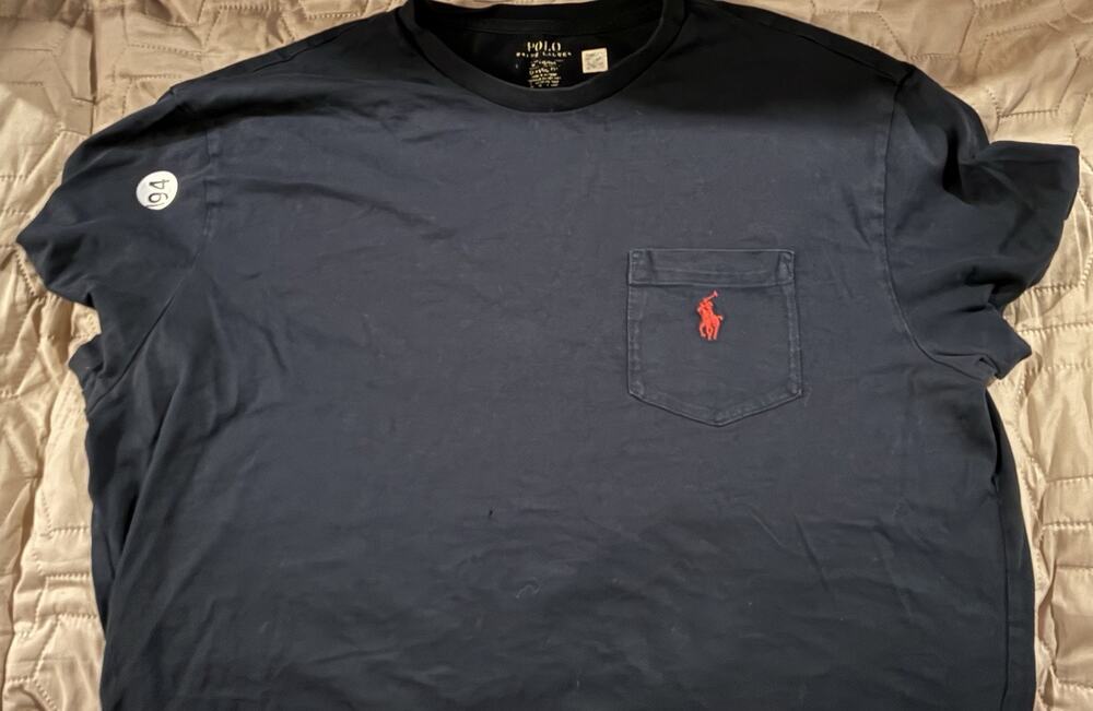 Vintage Polo - Ralph Lauren Pocket T-Shirt - Blue Size M HOM5107